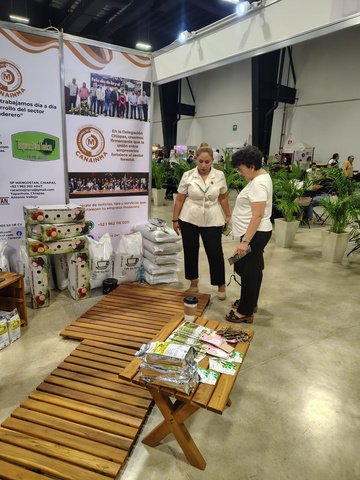 Productos de madera en exhibición